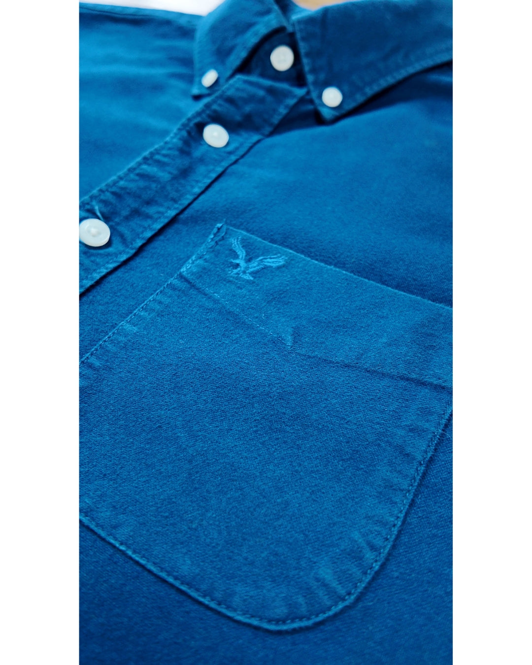 CAMISA MANGA LARGA AZUL AMERICAN EAGLE