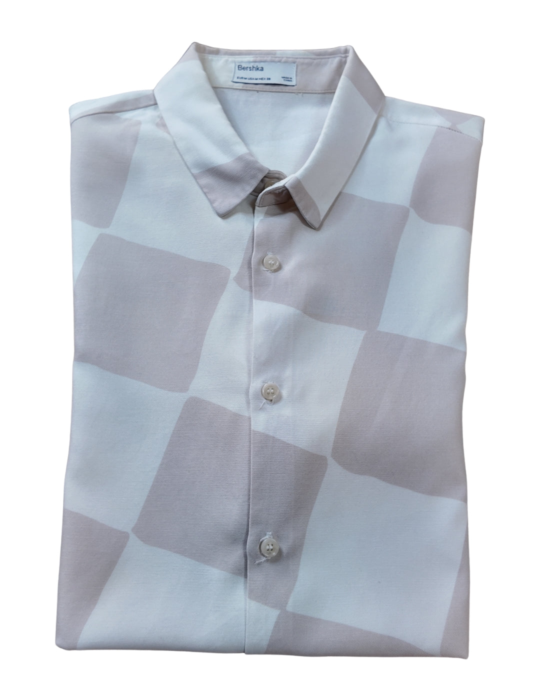 CAMISA CUADROS BLANCOS BERSHKA