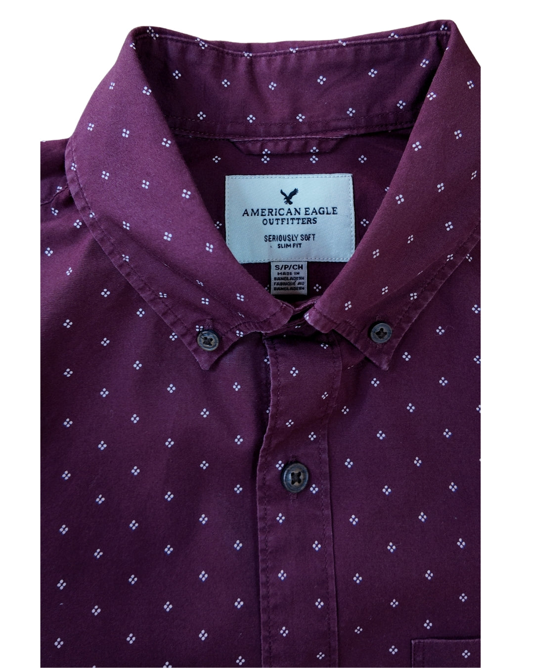 CAMISA TINTO CON PUNTOS MANGA LARGA AMERICAN EAGLE