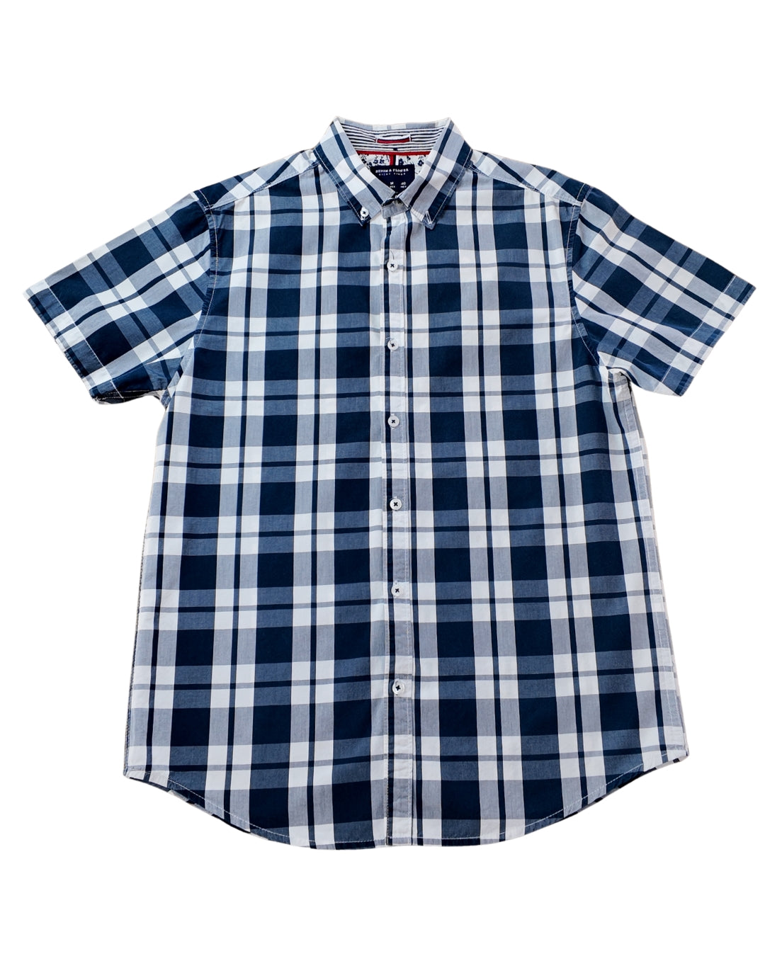 CAMISA MANGA CORTA CUADROS AZUL