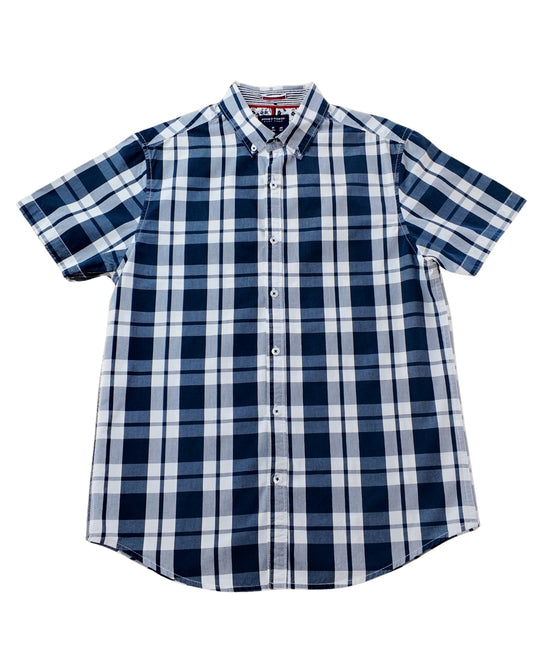 CAMISA MANGA CORTA CUADROS AZUL