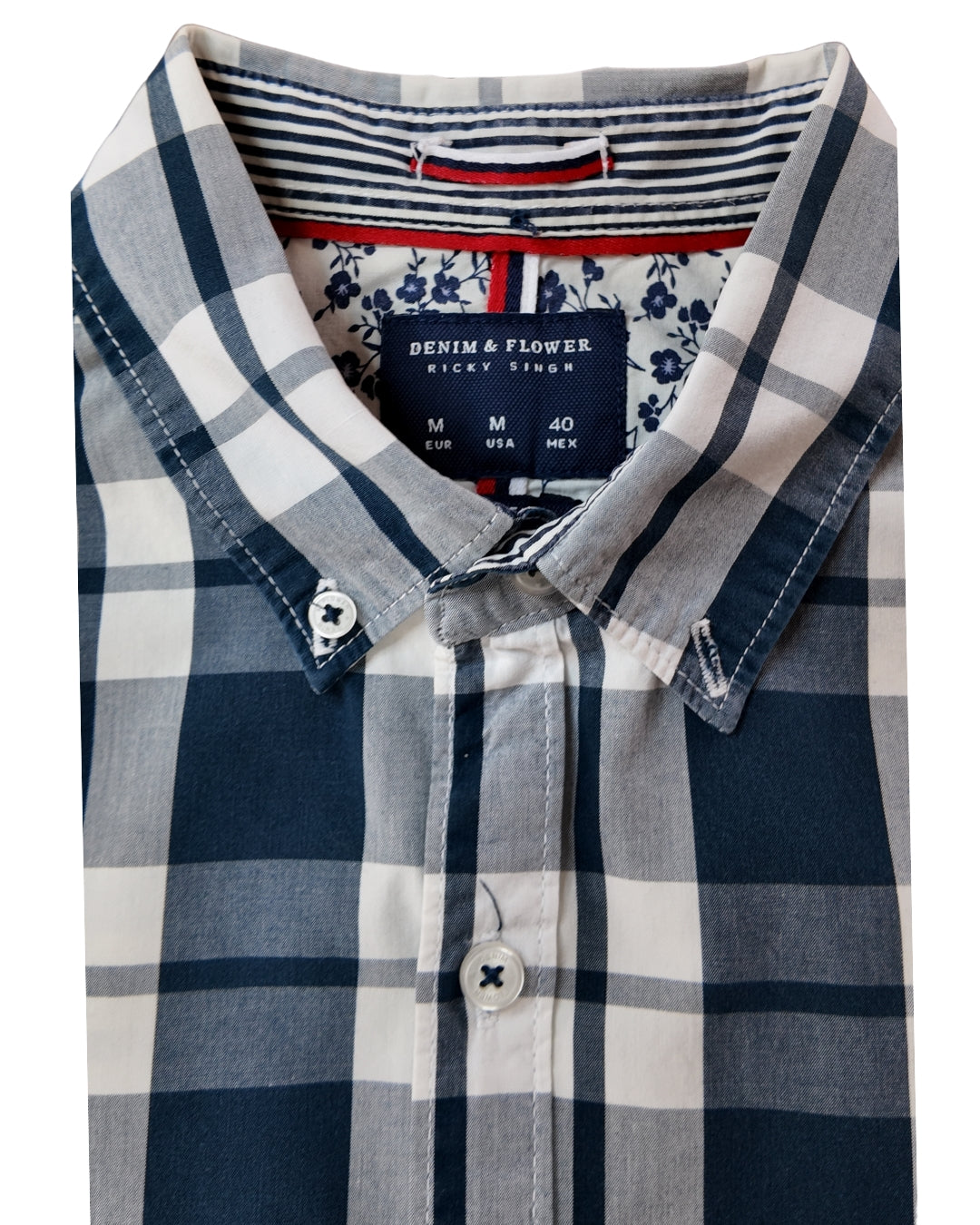 CAMISA MANGA CORTA CUADROS AZUL